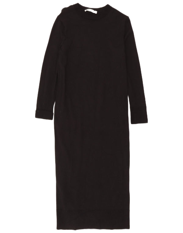 Zara Robe pull à manches longues pour femme UK 8 Small Noir Viscose