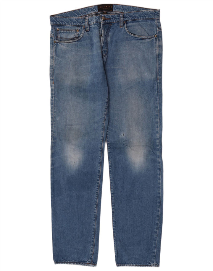Ted Baker Jean Droit Homme W34 L32 Bleu Polyester