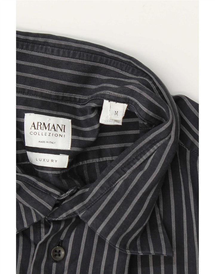 Armani Collezioni Chemise Homme Gris Moyen En Coton À Fines Rayures