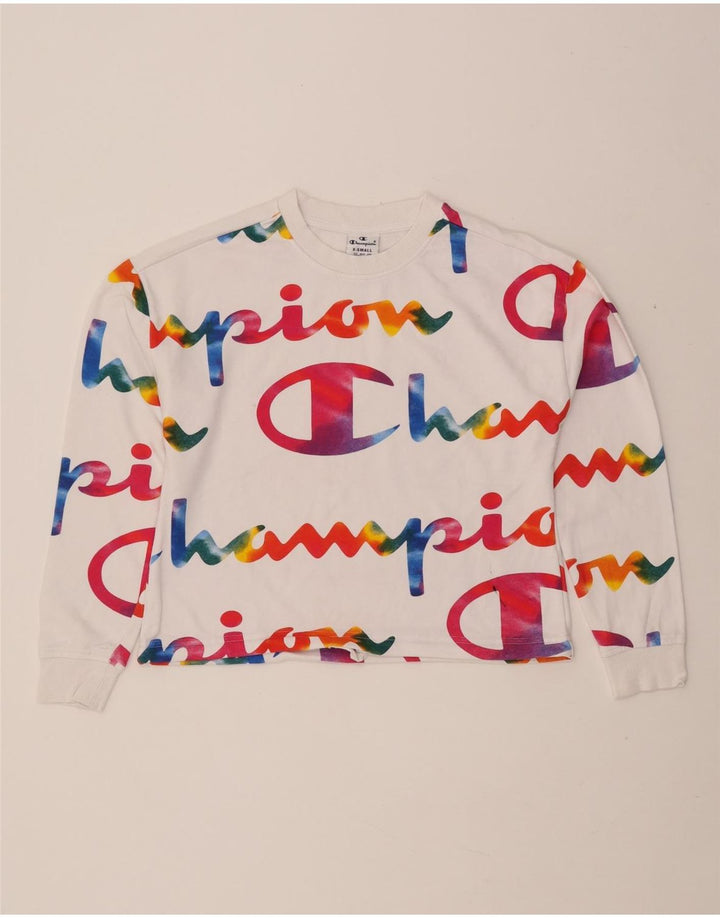 CHAMPION Sweat-shirt court surdimensionné pour femme UK 6 XS Blanc