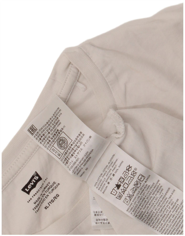 Levi's T-Shirt Graphique Top XL Homme Blanc Coton