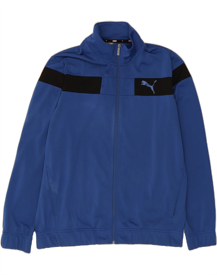 PUMA Mens Tracksuit Top Jacket Large Blue Colourblock Polyester Vintage Puma and Second-Hand Puma from Messina Hembry 