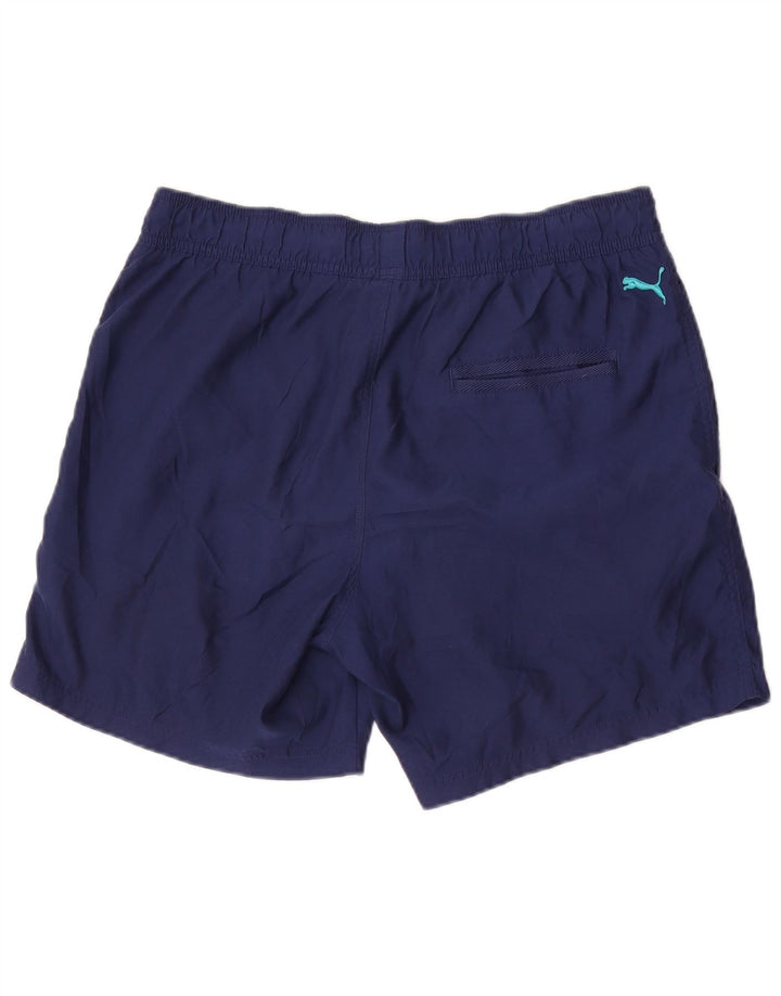 Puma Short de sport graphique pour homme, grand, bleu marine, polyester