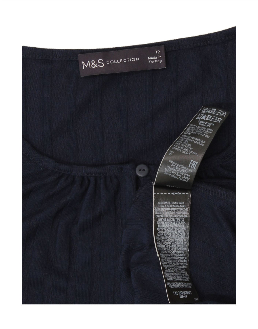 Marks & Spencer Robe trapèze à manches longues pour femme UK 12 Bleu marine moyen