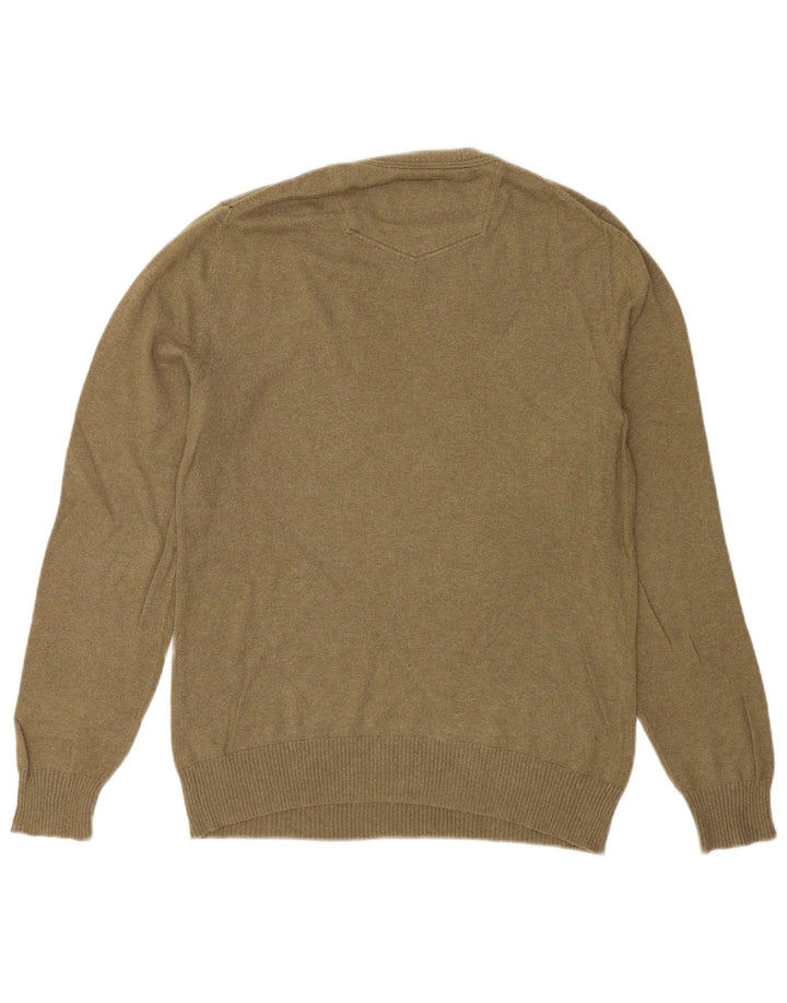 Fat Face Pull col V Homme Petit Kaki Coton