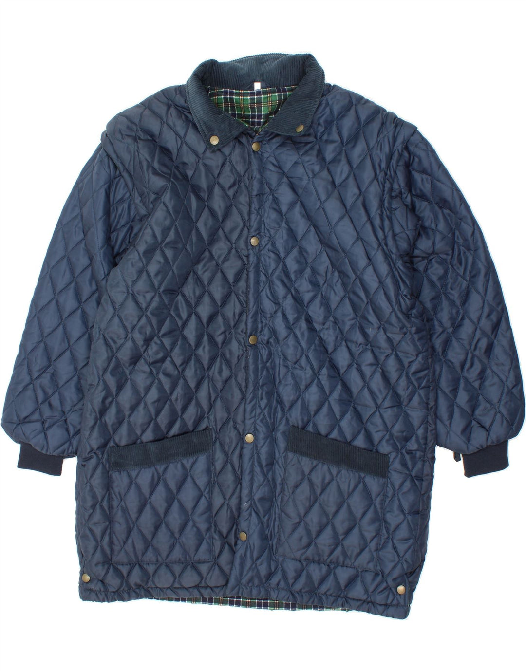 VINTAGE Mens Quilted Jacket UK 40 Large Navy Blue Polyester Vintage Vintage and Second-Hand Vintage from Messina Hembry 