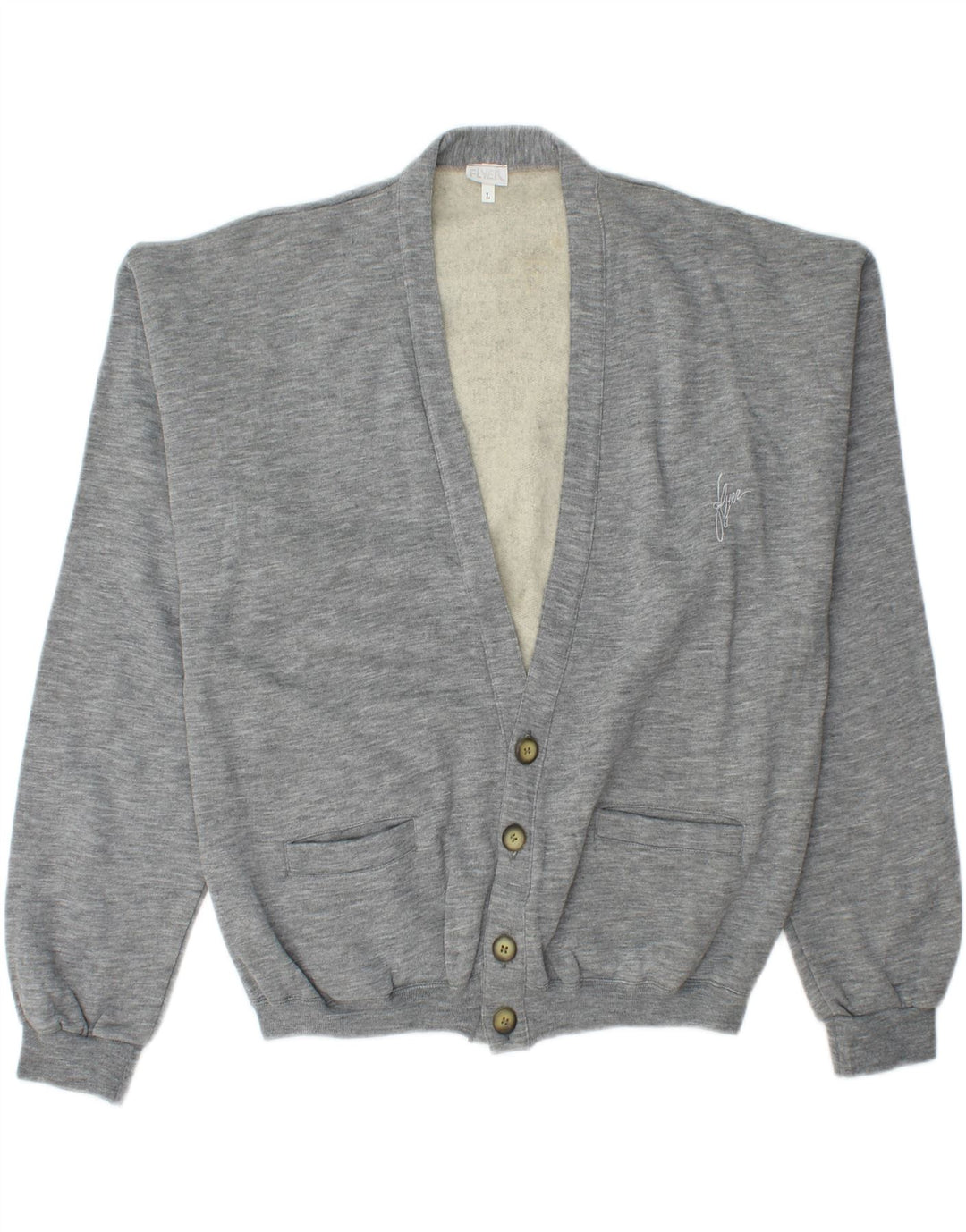 VINTAGE Pull Cardigan Homme Grand Coton Gris
