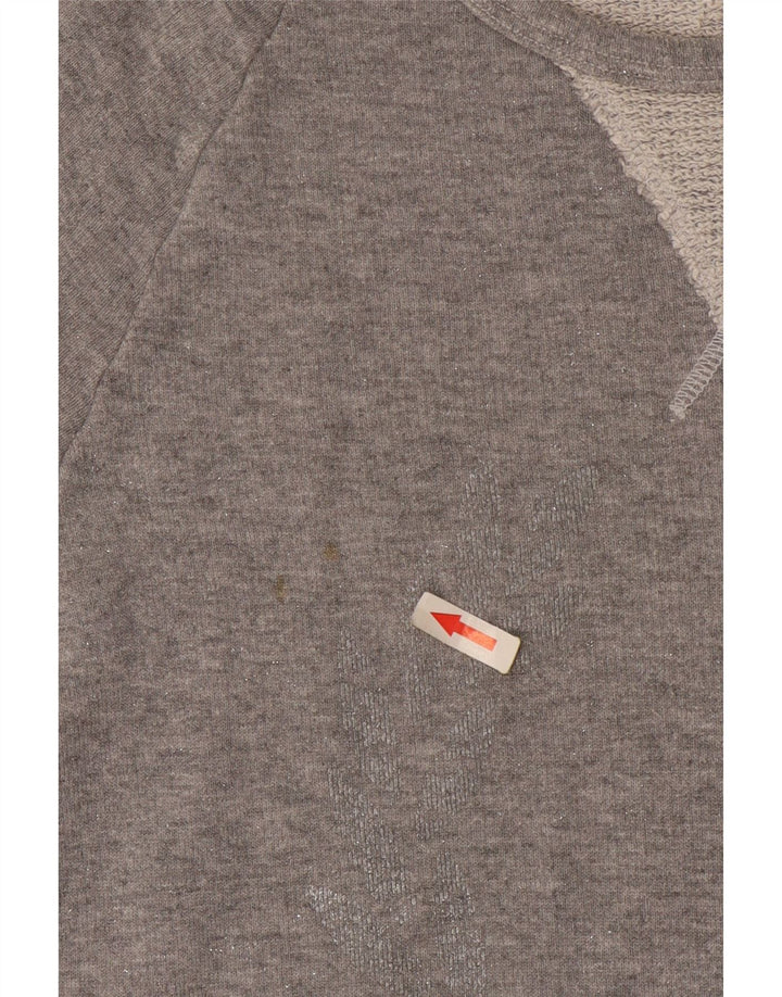 Fred Perry T-Shirt Femme Top UK 10 Petit Gris Coton