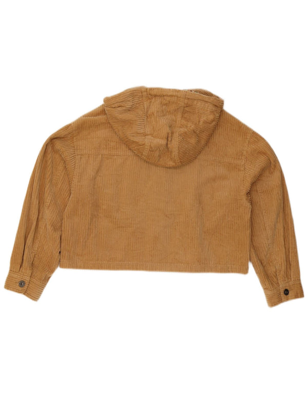 Zara Veste courte à capuche surdimensionnée en velours côtelé pour femme UK 10 Petit coton beige