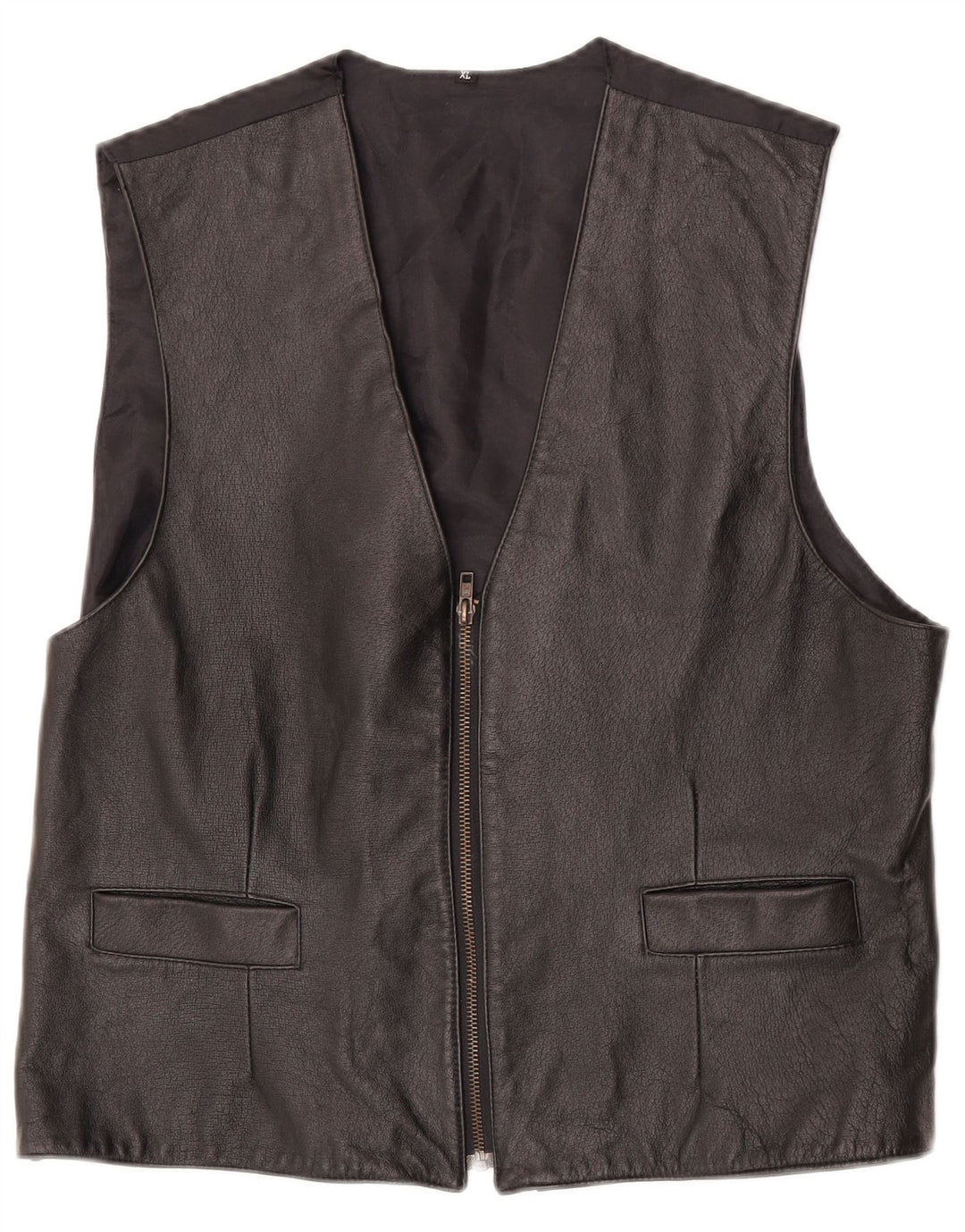 gilet en cuir homme vintage XL cuir noir