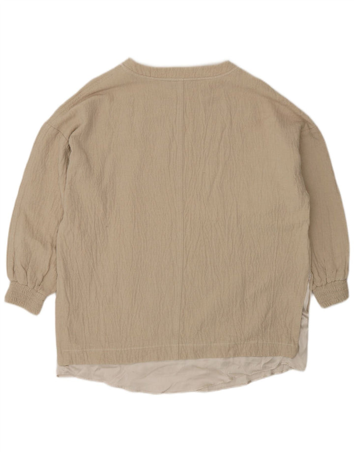 Zara Femme Chemisier Oversize Top UK 6 XS Coton Beige