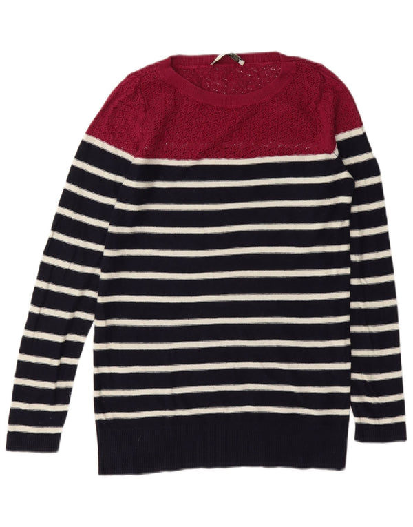 Oasis Pull col bateau pour femme UK 6 XS Bleu marine rayé en coton