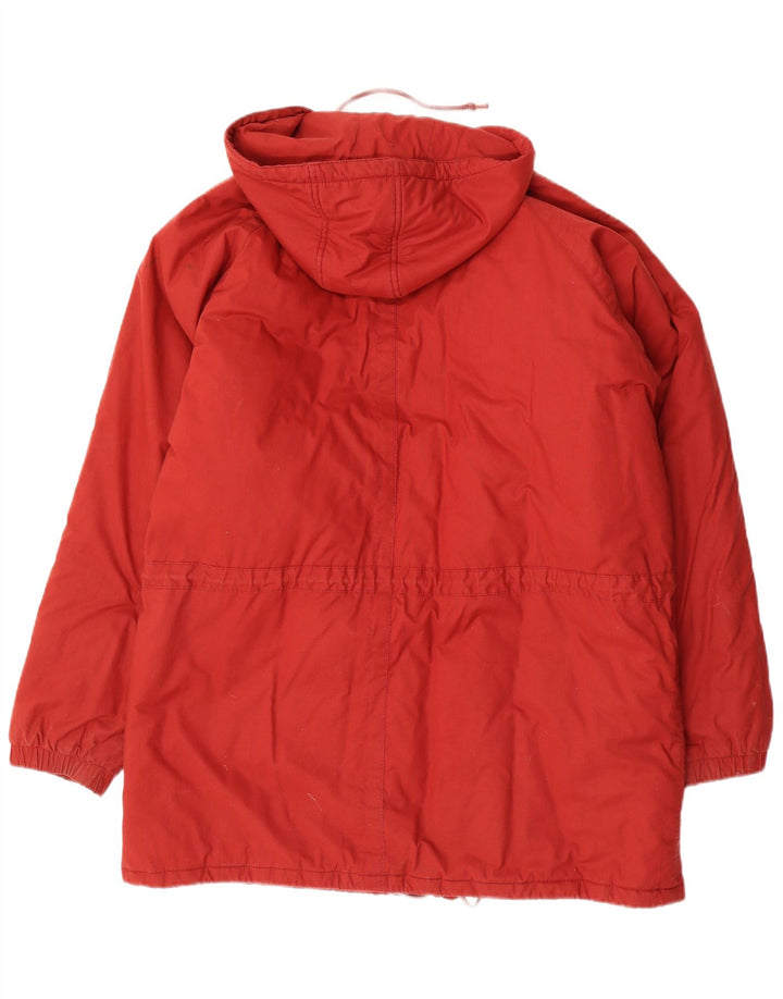 VINTAGE Manteau rembourré à capuche femme UK 20 2XL Coton rouge