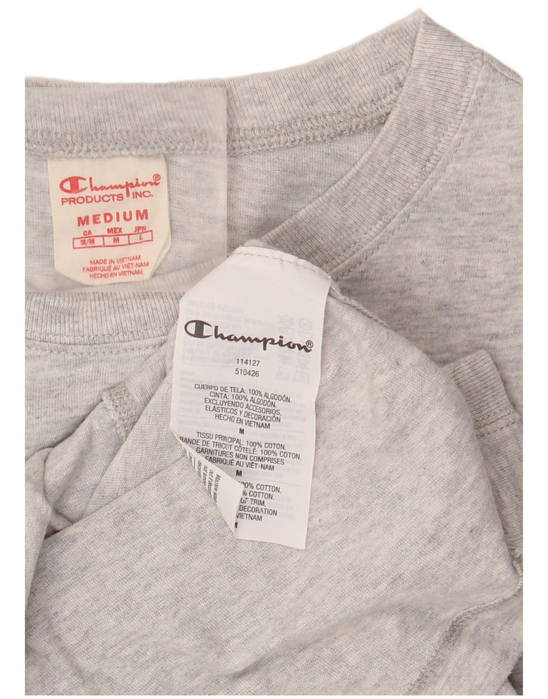 CHAMPION T-Shirt Femme Top UK 14 Gris Moyen Coton Moucheté