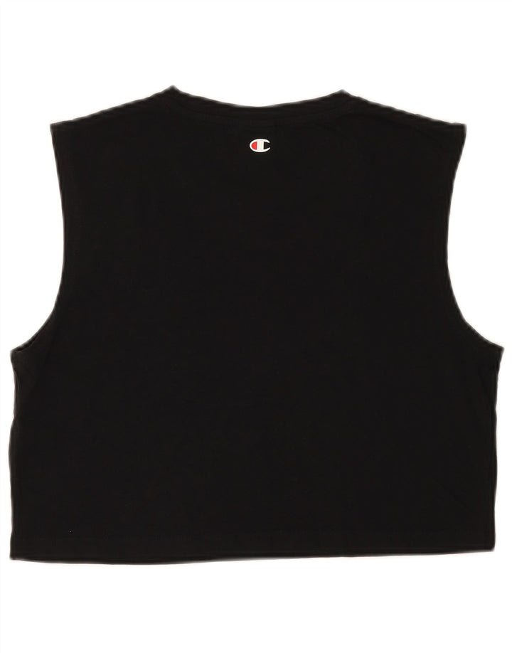CHAMPION Womens Crop Graphic Vest Top UK 14 Large Black