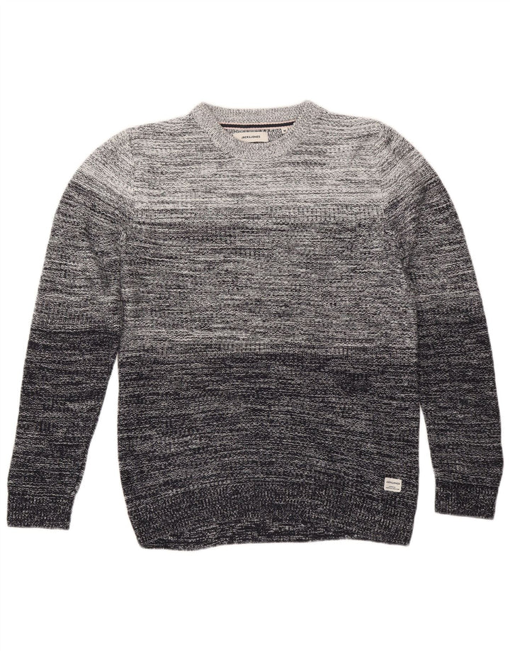 Jack & Jones Pull Col Rond Homme Gris Moyen Rayé Coton