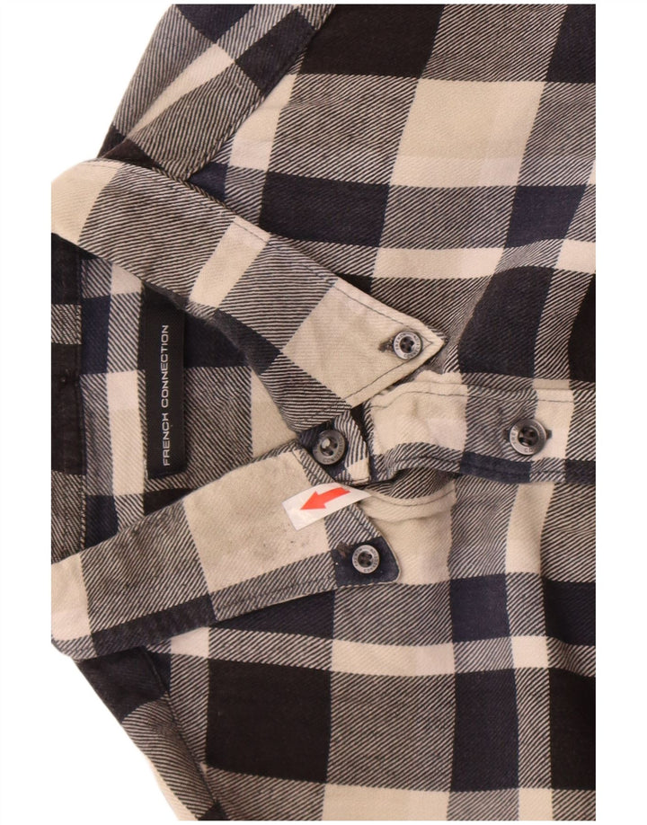 French Connection Chemise Flanelle Homme Bleu Marine Moyen Carreaux Coton