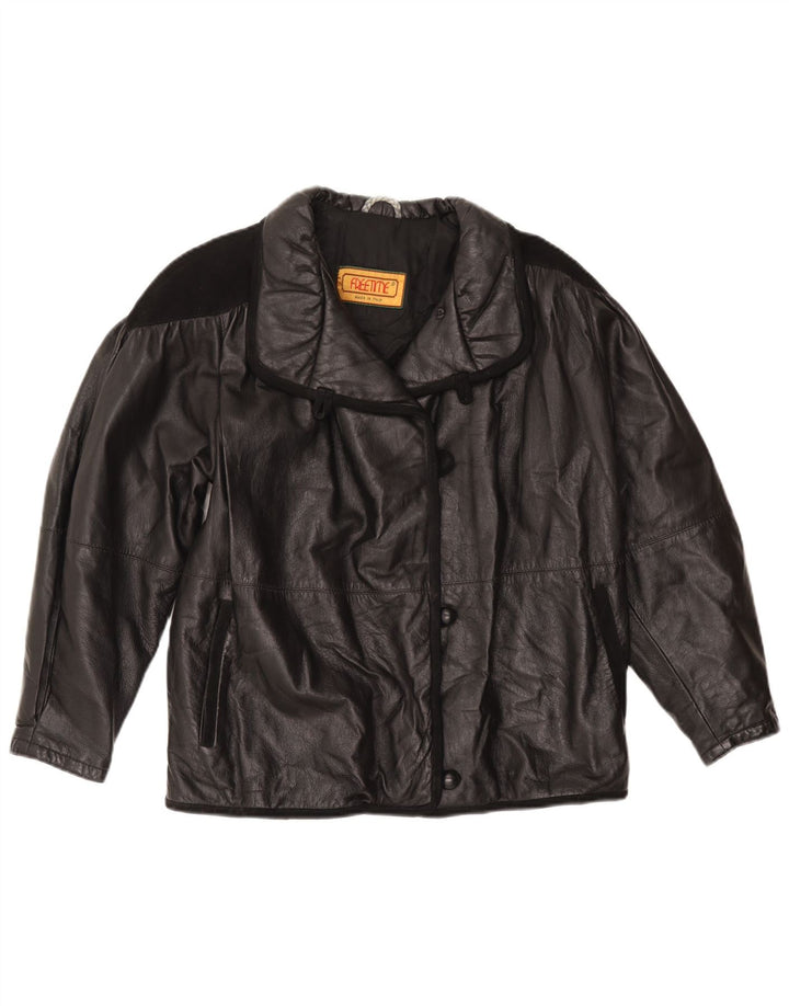 Veste en cuir femme vintage UK 18 XL Cuir Noir