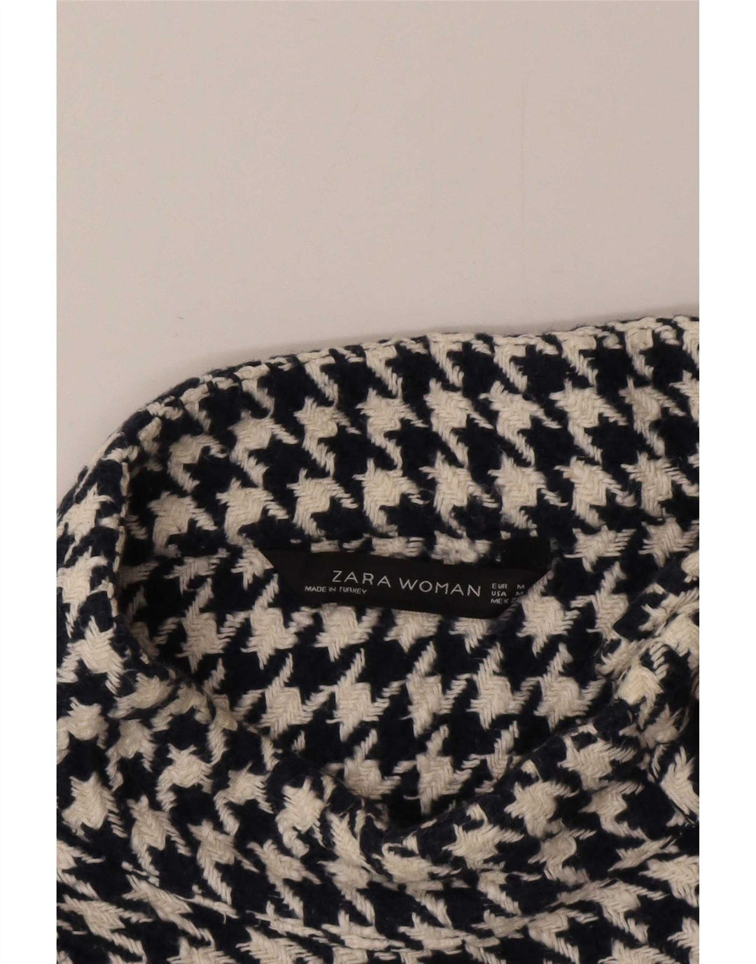 Zara Pull à col boutonné pour femme UK 14 Motif pied-de-poule Noir moyen