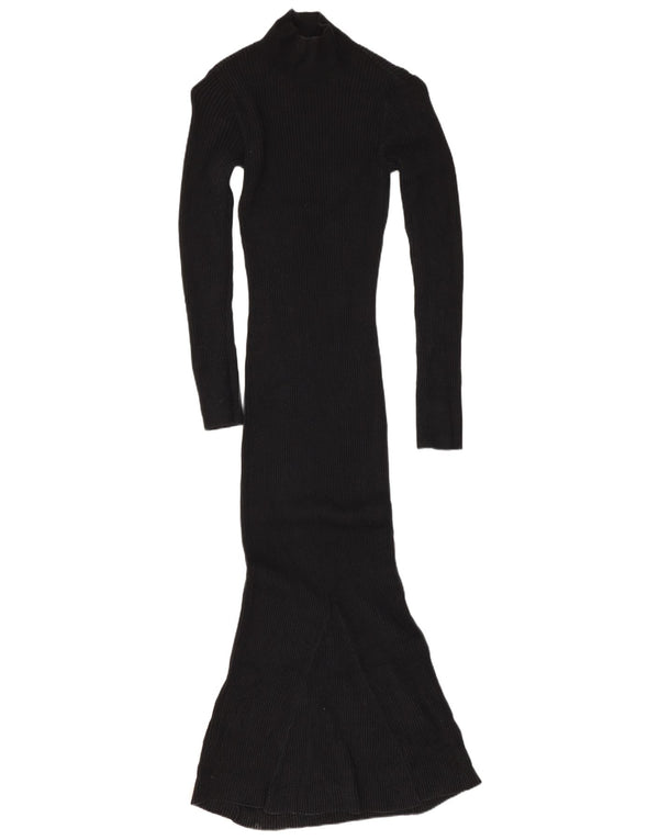 Reiss Robe moulante maxi en tricot pour femme UK 10 Small Noir Viscose