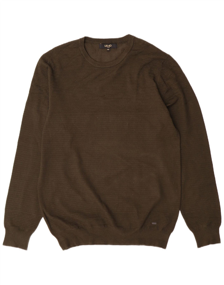 Liu Jo Pull à col rond pour homme 2XL Kaki Viscose