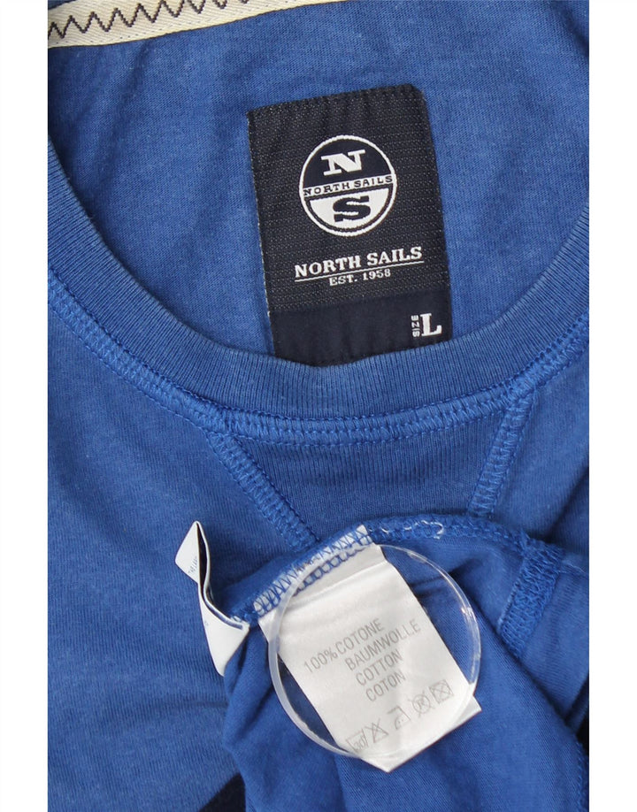 North Sails Haut graphique à manches longues pour hommes en coton bleu moyen