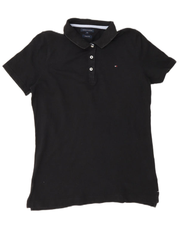 Tommy Hilfiger Polo coupe classique pour femme UK 12 en coton noir moyen
