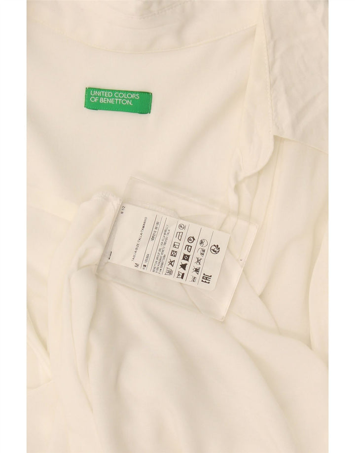 Benetton Chemisier surdimensionné pour femme UK 44 Viscose blanc moyen