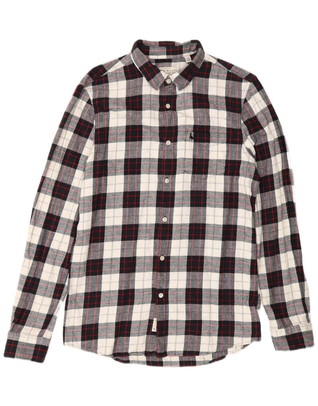 Jack Wills Chemise classique en flanelle pour homme en coton à petits carreaux noirs