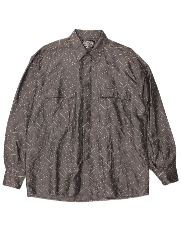 Chemise Homme Vintage Gris Moyen Géométrique