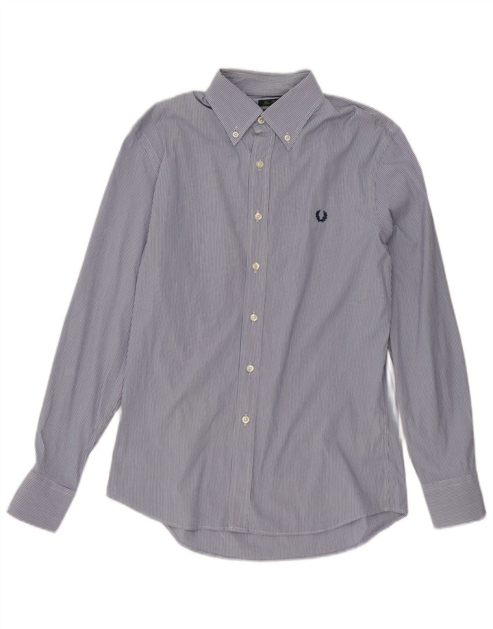 Fred Perry Chemise Slim Fit Homme Bleu Moyen Rayé Coton Classique