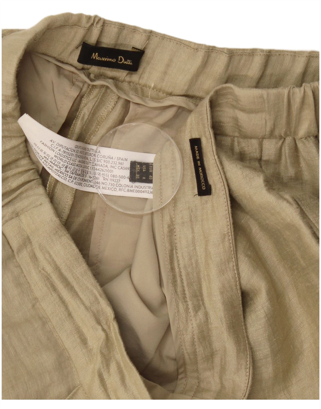 Massimo Dutti Pantalon Chino Droit Femme EU 40 Moyen W30 L28 Beige