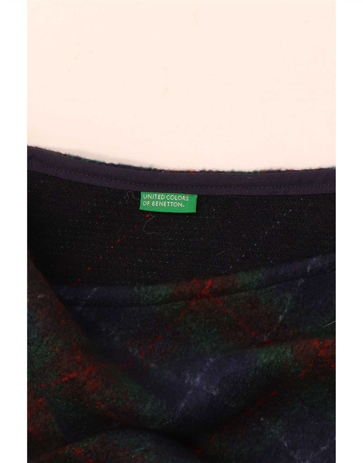 Benetton Jupe Longue Femme W28 Carreaux Bleu Moyen