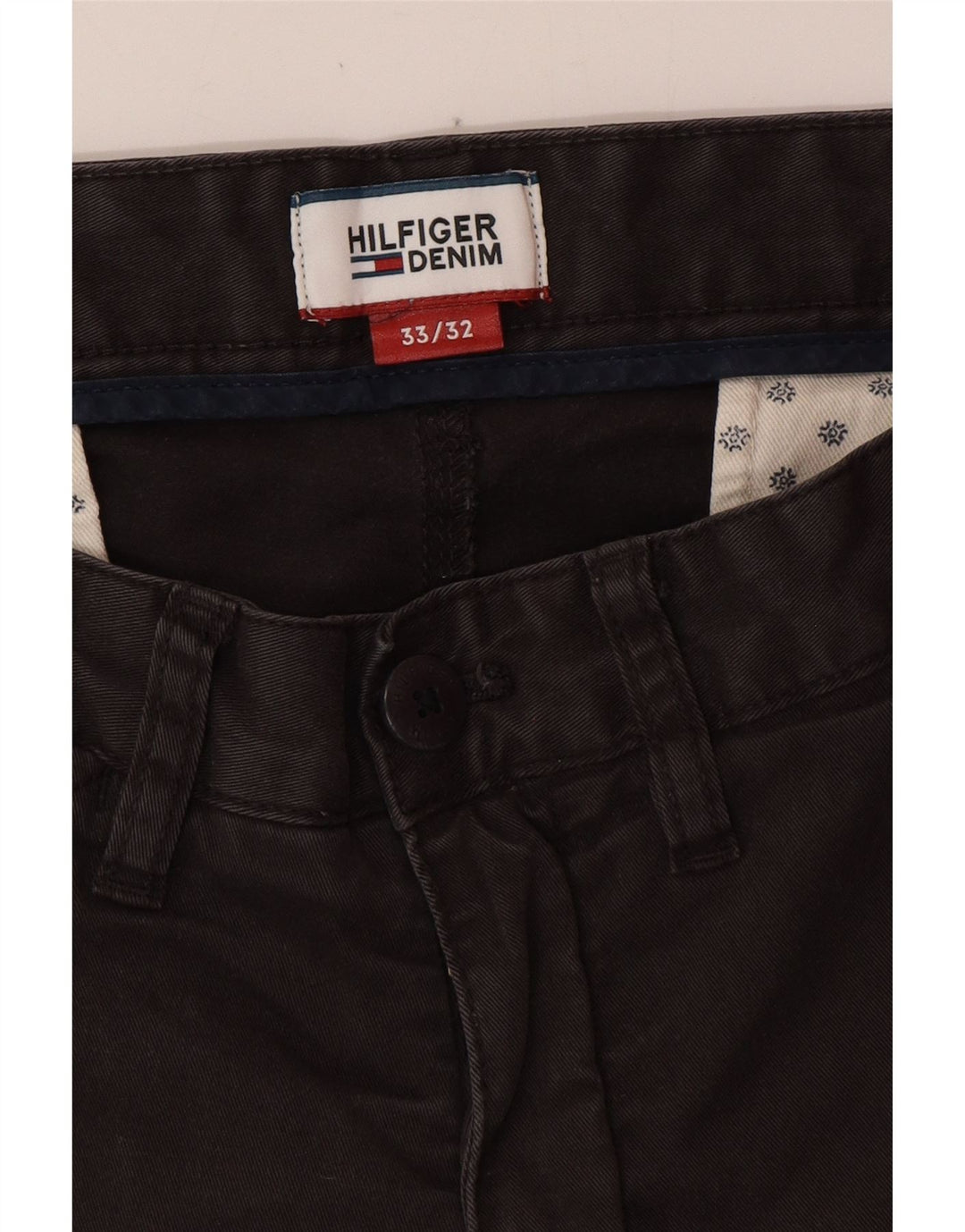 TOMMY HILFIGER Pantalon Chino Droit Homme W33 L32 Gris Coton
