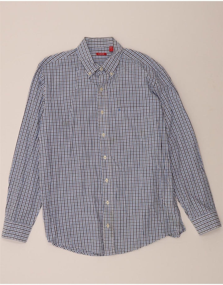 IZOD Mens Shirt Large Blue Check Cotton Vintage Izod and Second-Hand Izod from Messina Hembry 