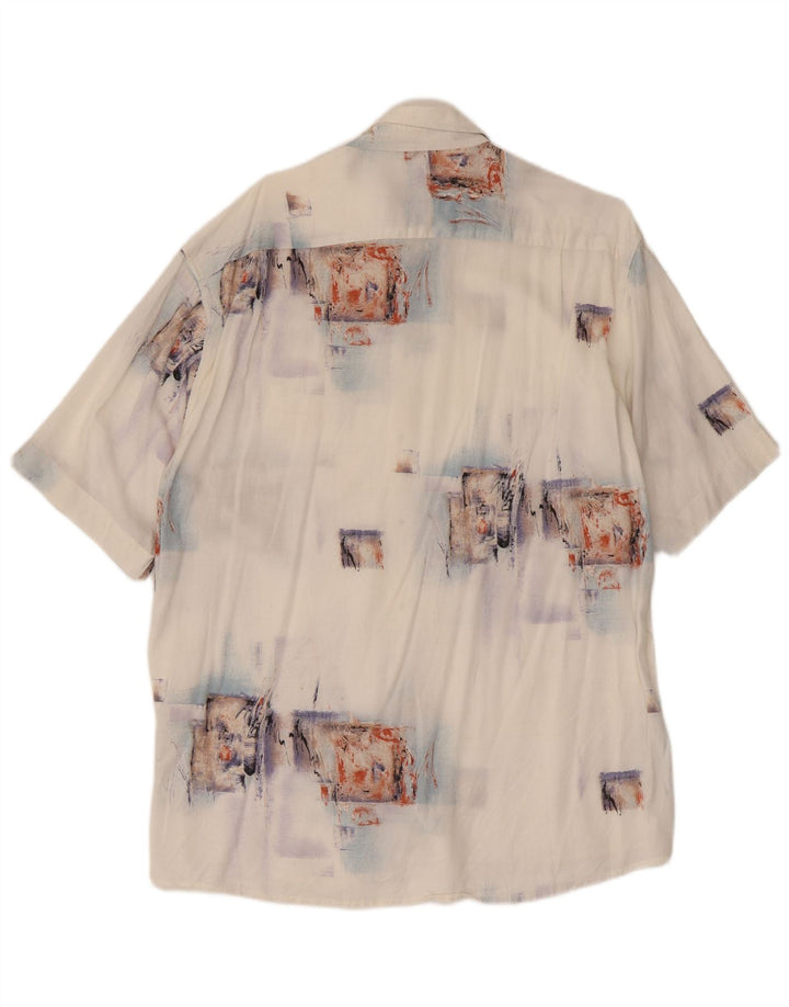 chemise à manches courtes vintage pour hommes grand patchwork blanc