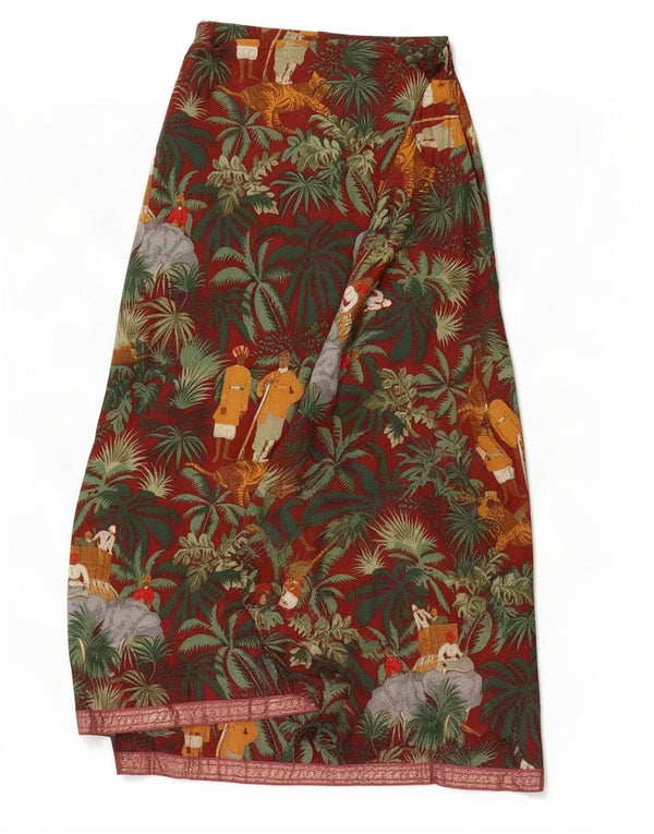 Krizia Jupe Portefeuille Jungle Femme IT 42 Medium W28 Coton Floral Bordeaux