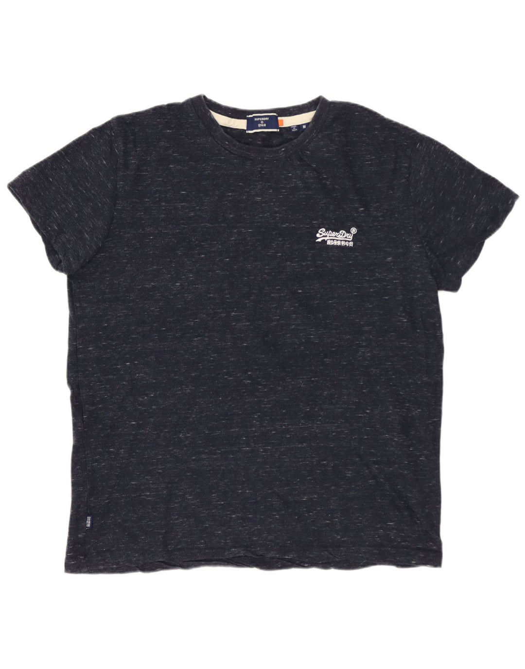 SUPERDRY Homme T-Shirt Top Bleu Marine Moucheté Coton