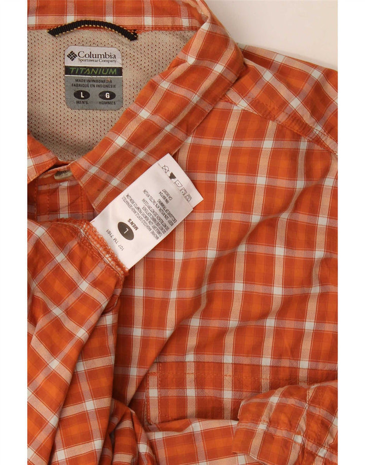 Columbia Chemise à Manches Courtes Homme Large Orange Check Nylon