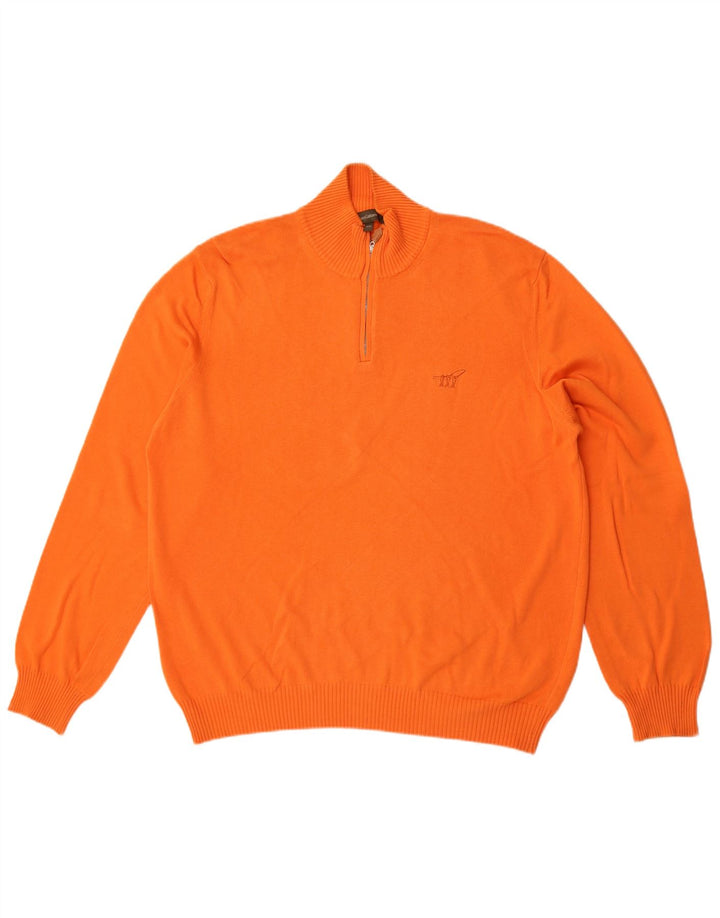 Henry Cottons Pull à col zippé pour homme 2XL Orange Coton
