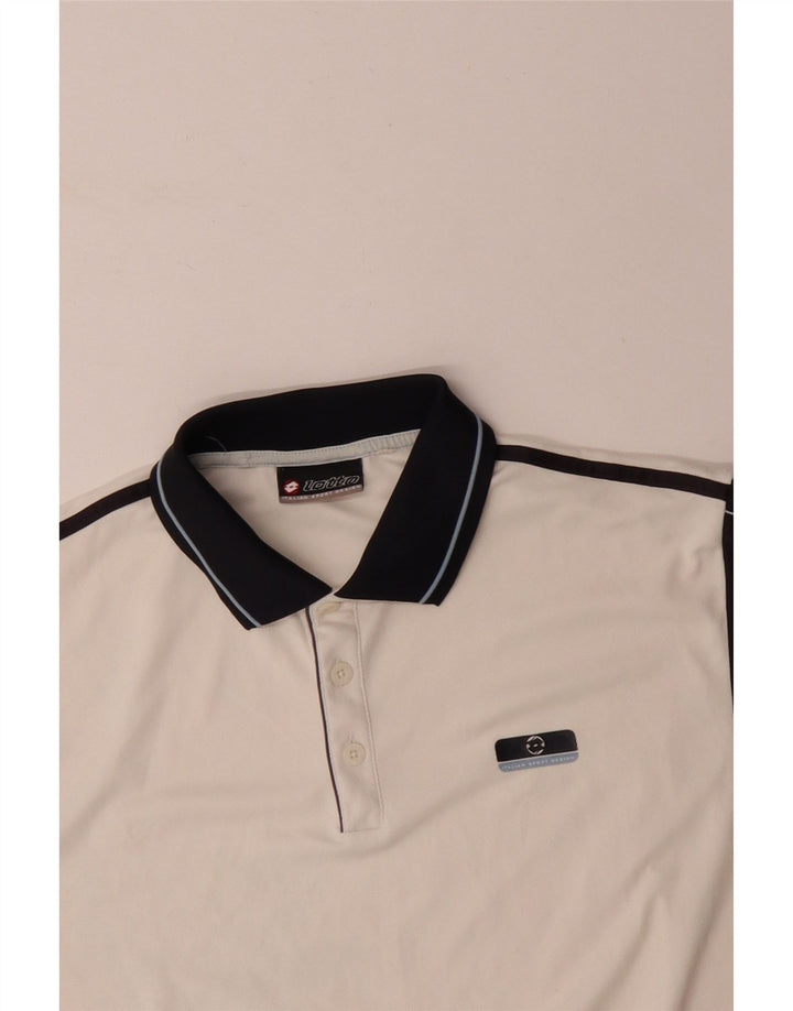 Lotto Polo Homme Large Blanc Cassé Colourblock