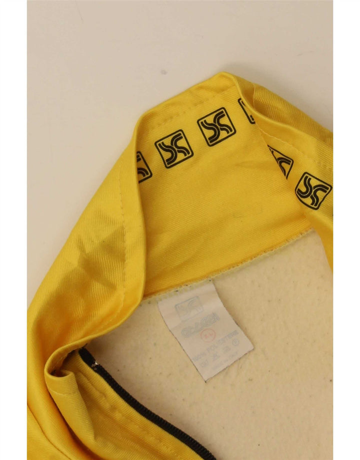 vintage Mens Graphic Survêtement Top Veste XL Jaune Rayé Polyester