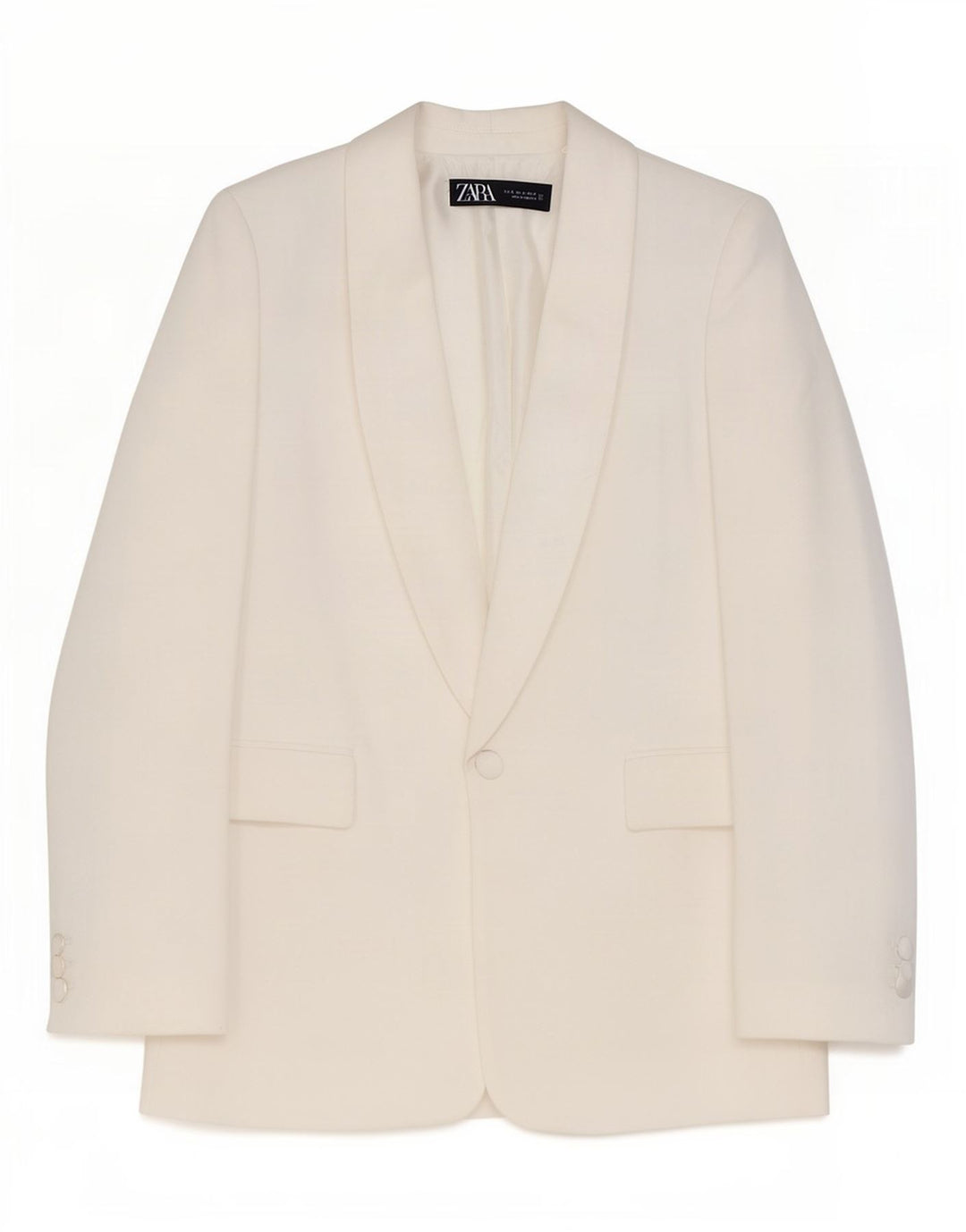 Zara Veste blazer surdimensionnée à 1 bouton pour femme UK 6 XS Blanc Viscose