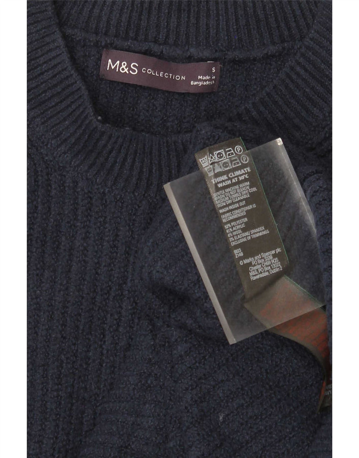Marks & Spencer Robe pull à manches longues pour femme Petit bleu marine Polyester