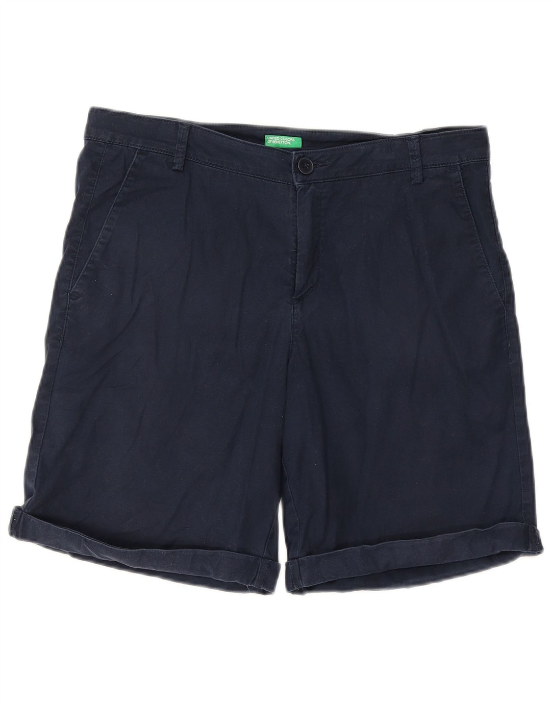 BENETTON Short Chino Femme W32 Large Bleu Marine