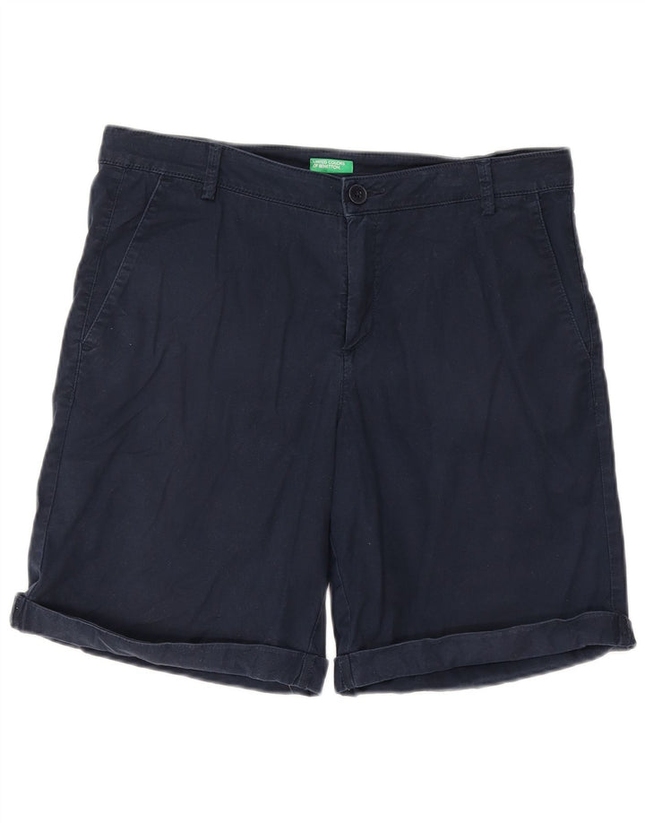 BENETTON Short Chino Femme W32 Large Bleu Marine