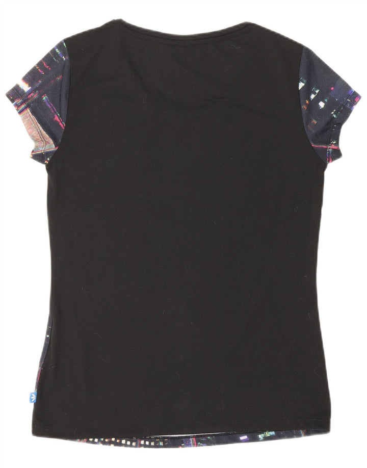 ADIDAS T-shirt graphique pour femme UK 10 Petit Bleu Géométrique