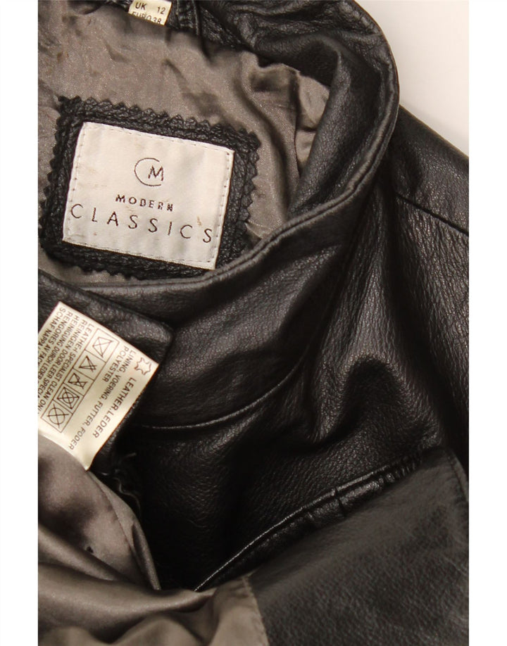 CLASSICS Womens Leather Coat UK 12 Medium Black Leather Vintage Classics and Second-Hand Classics from Messina Hembry 