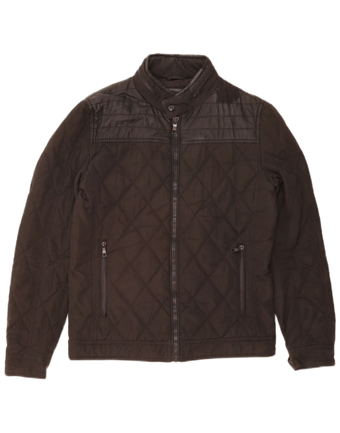 ZARA Veste matelassée à capuche pour homme UK 38 Medium Noir