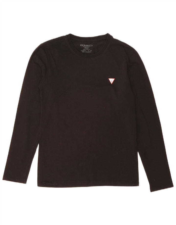 Guess Haut super slim à manches longues pour homme en coton noir